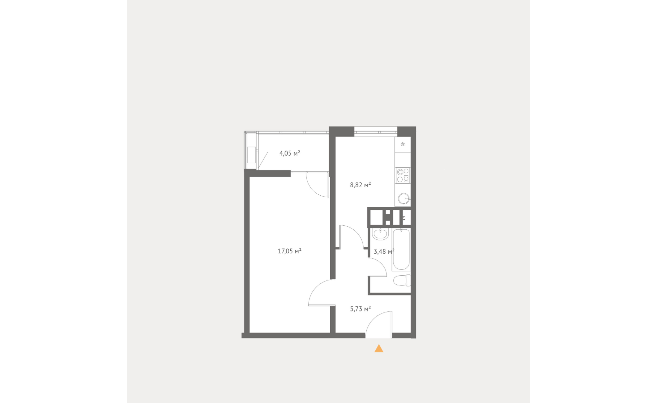Планировка: 1-комн. квартира 40,1 м²