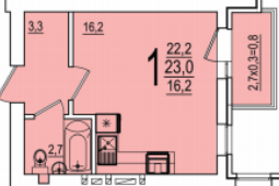 Планировка Студия 23 м²