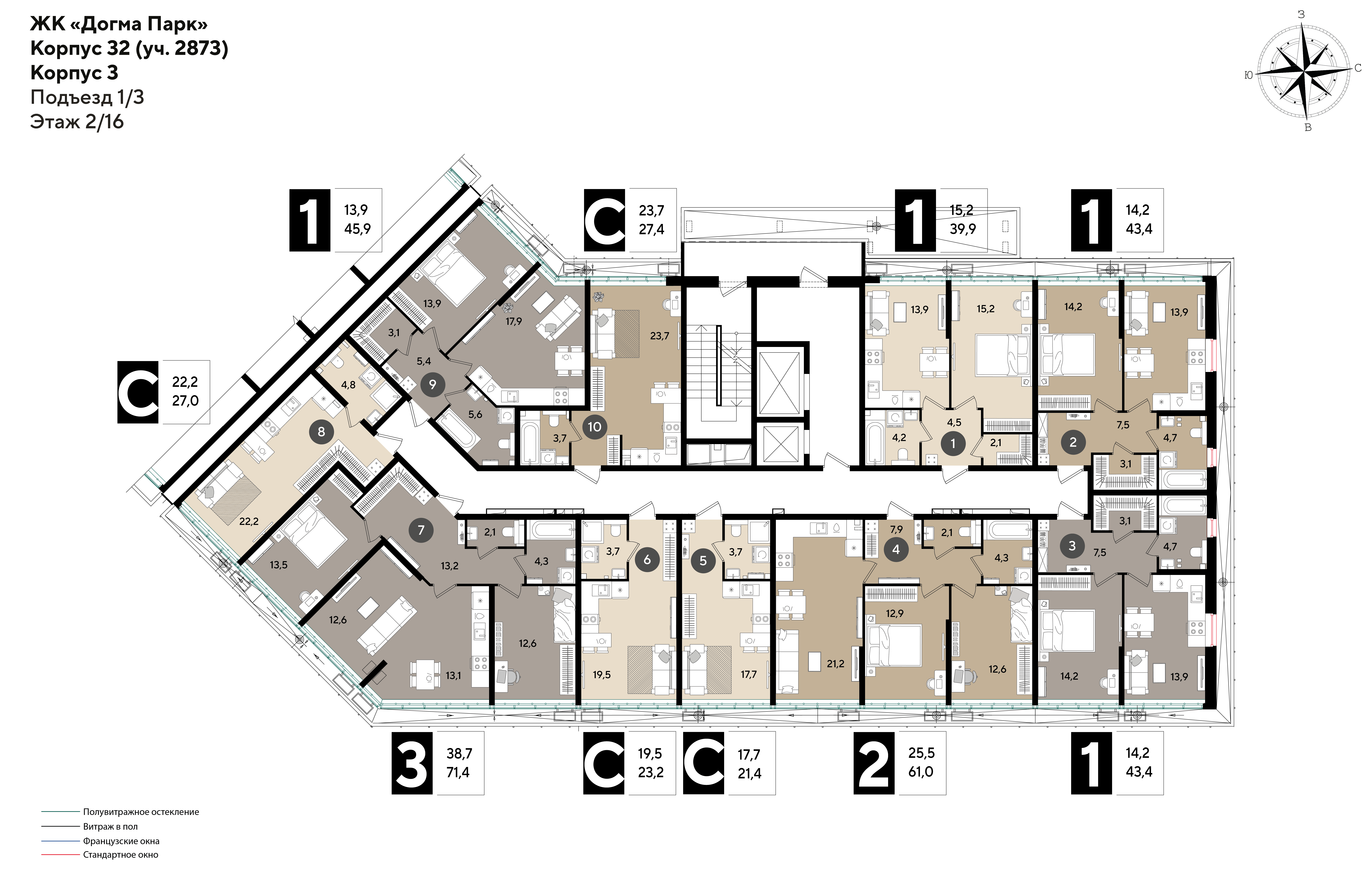 План 2 этажа, Литер 32, подъезд 1