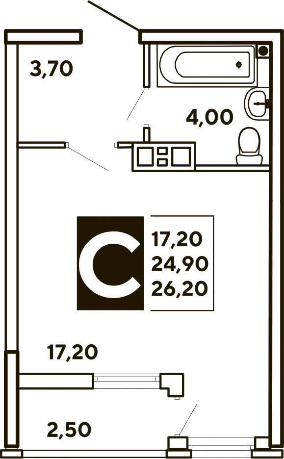 Планировка Студия 26,25 м²