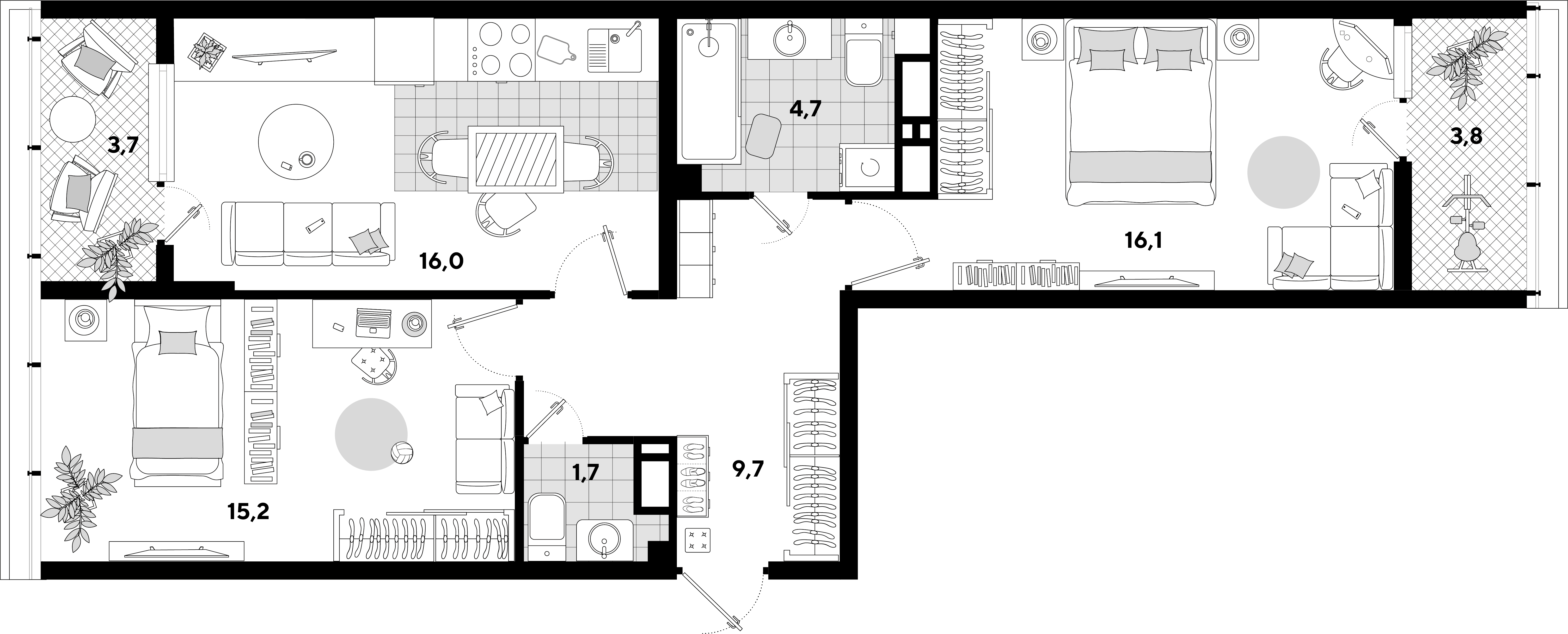 Планировка: 2-комн. квартира 67,3 м²