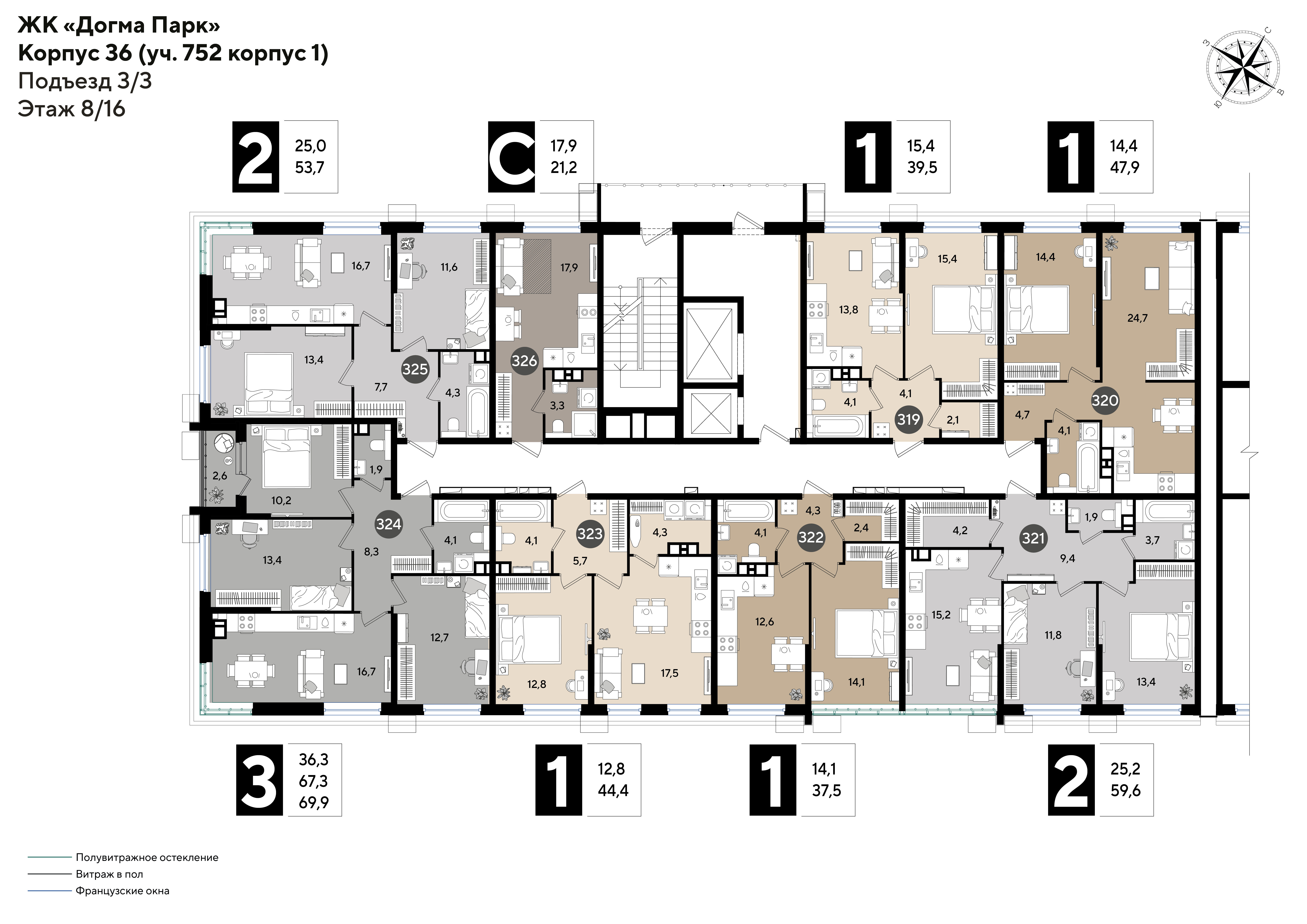 План 8 этажа, Литер 36, подъезд 3
