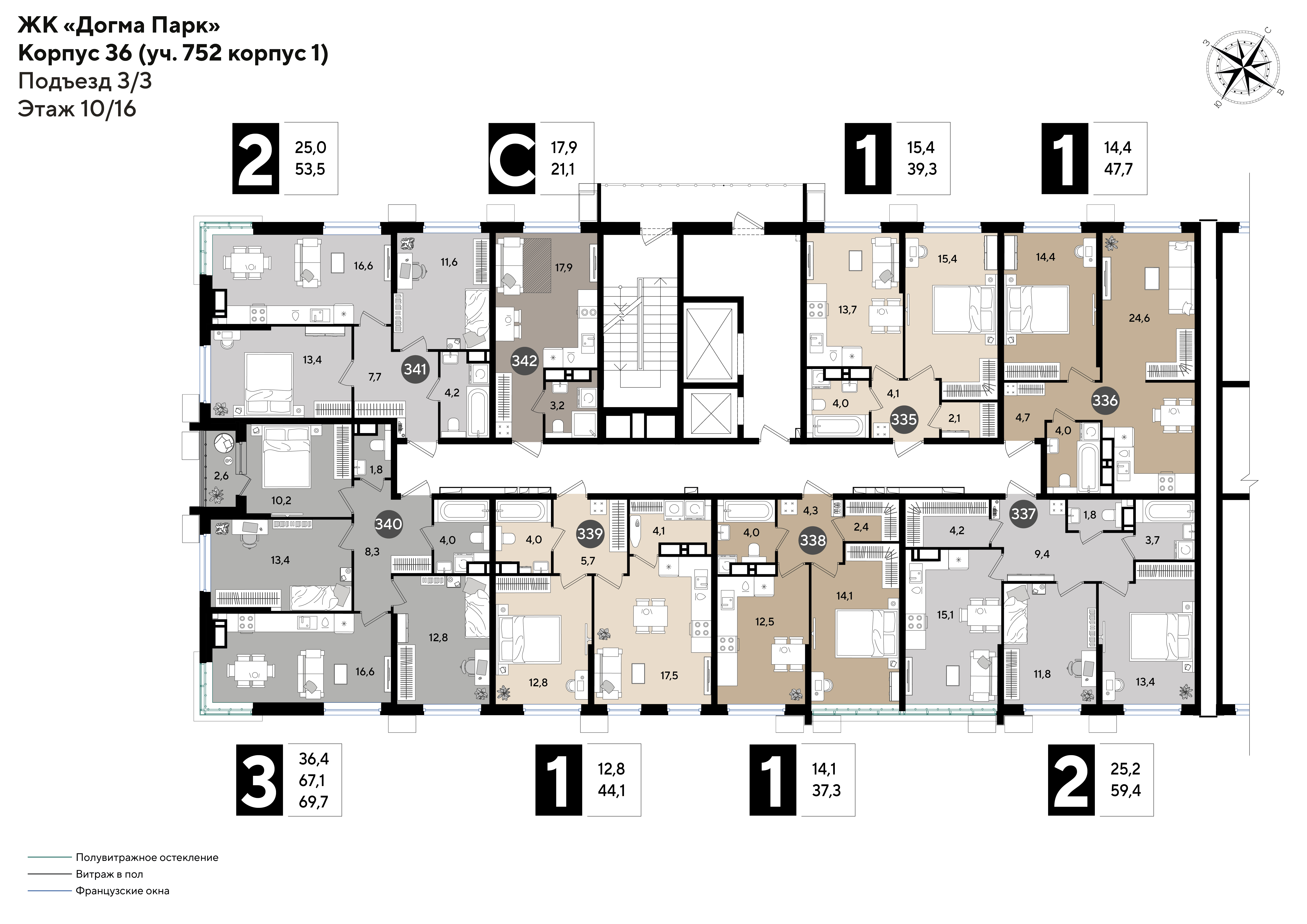 План 10 этажа, Литер 36, подъезд 3
