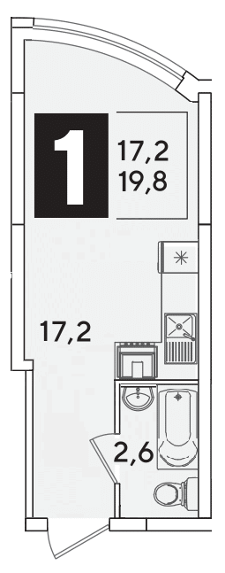 Планировка Студия 19,8 м²
