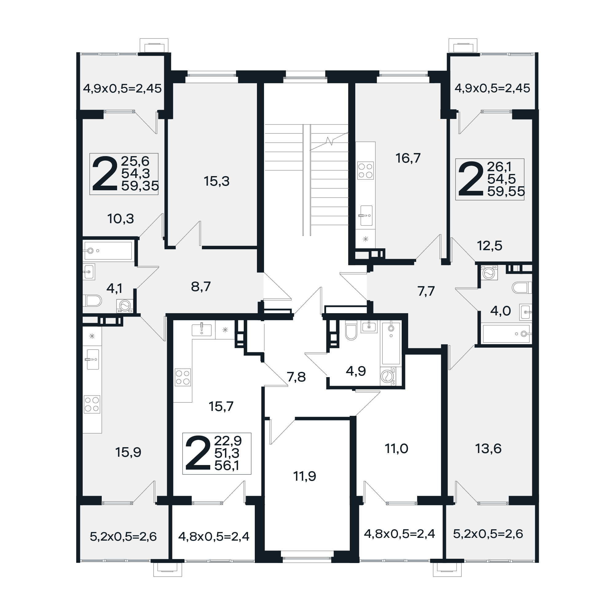 План 4 этажа, Литер 18, подъезд 2