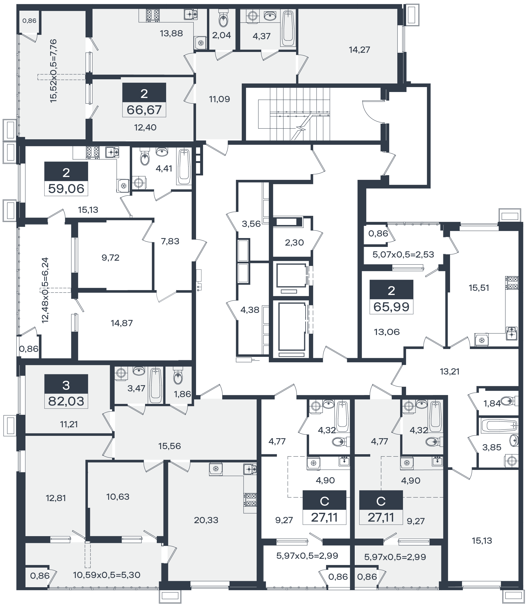 План 2 этажа, Литер 12, подъезд 3