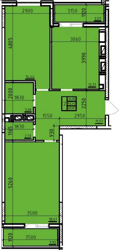 Планировка: 2-комн. квартира 70,7 м²