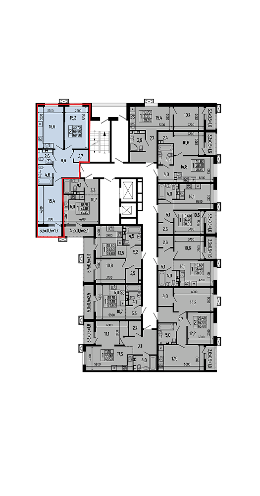 План 8 этажа, Литер 11, подъезд 2