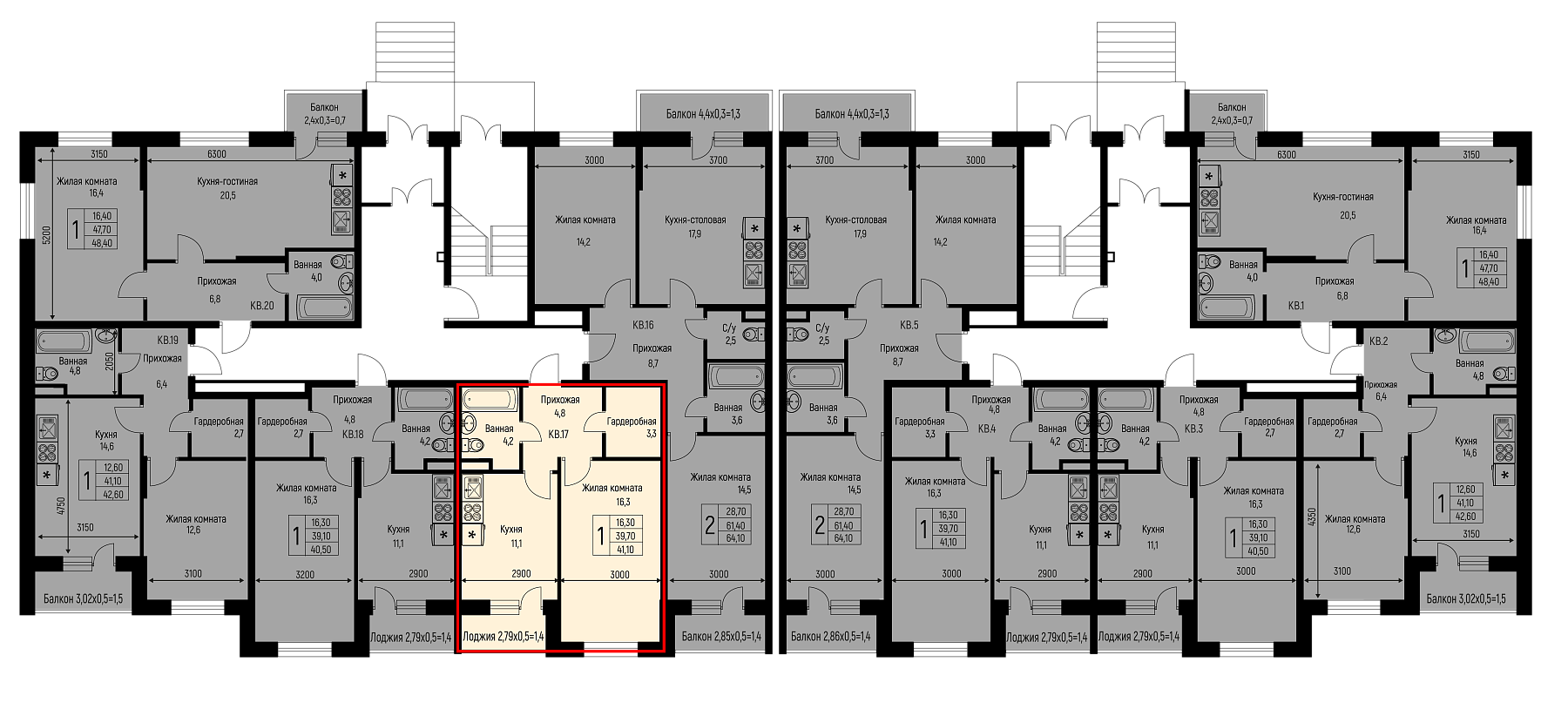 План 1 этажа, Литер 7, подъезд 2