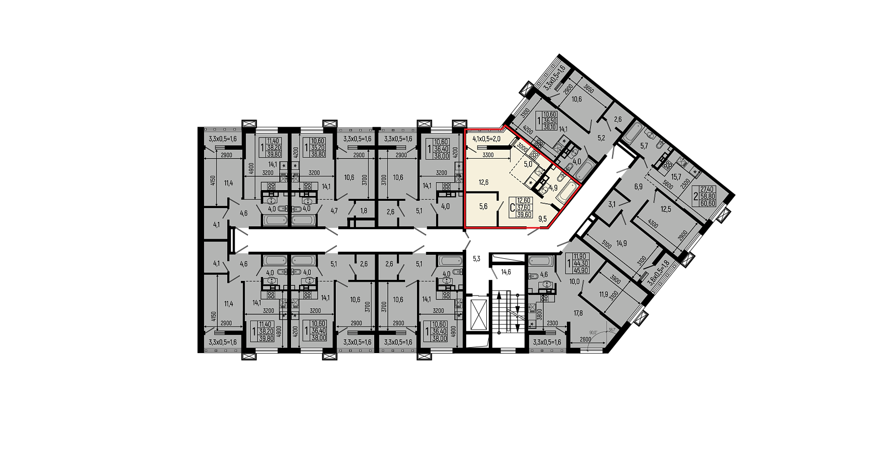 План 8 этажа, Литер 11, подъезд 4