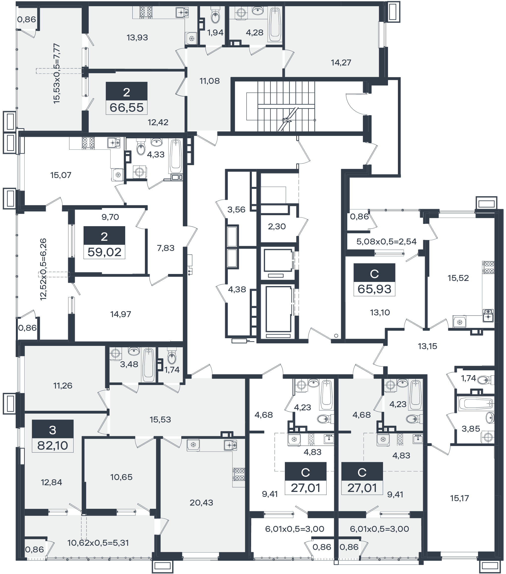 План 4 этажа, Литер 12, подъезд 3