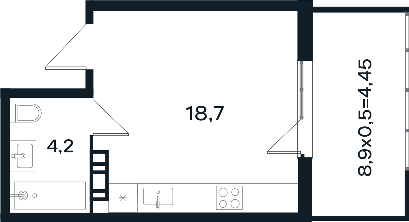 Планировка: Студия 27,4 м²