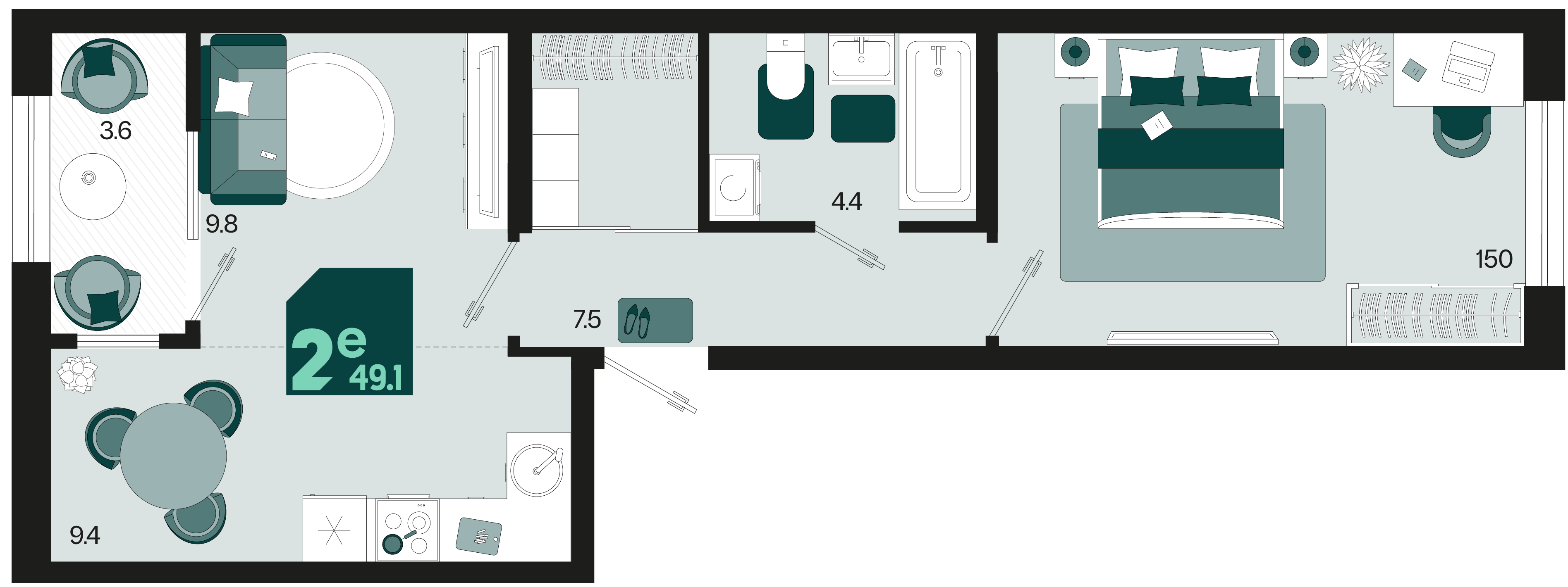 Планировка Студия 49,1 м²