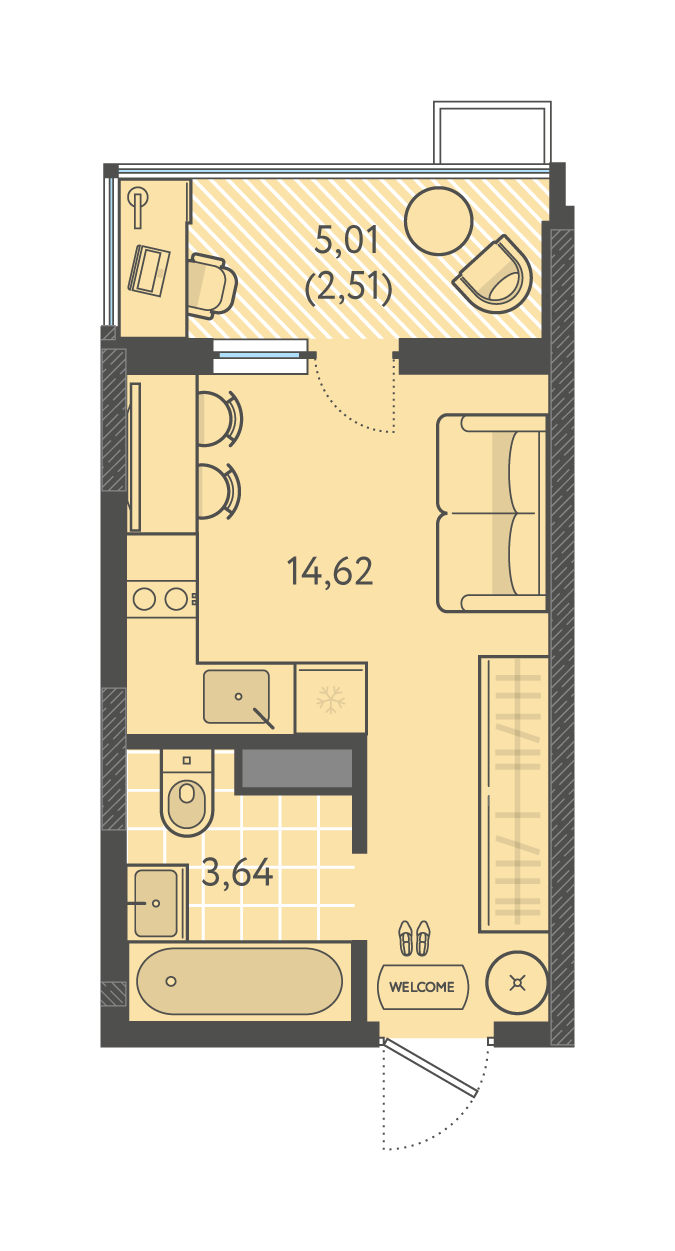 Планировка Студия 20,77 м²