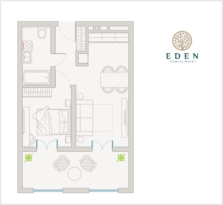 Планировка 2-комнатная 53,7 м²