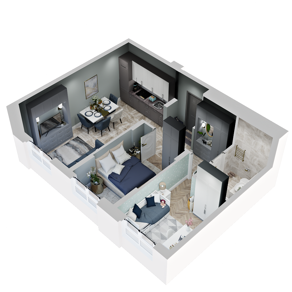 Планировка: 2-комн. квартира 54,5 м²