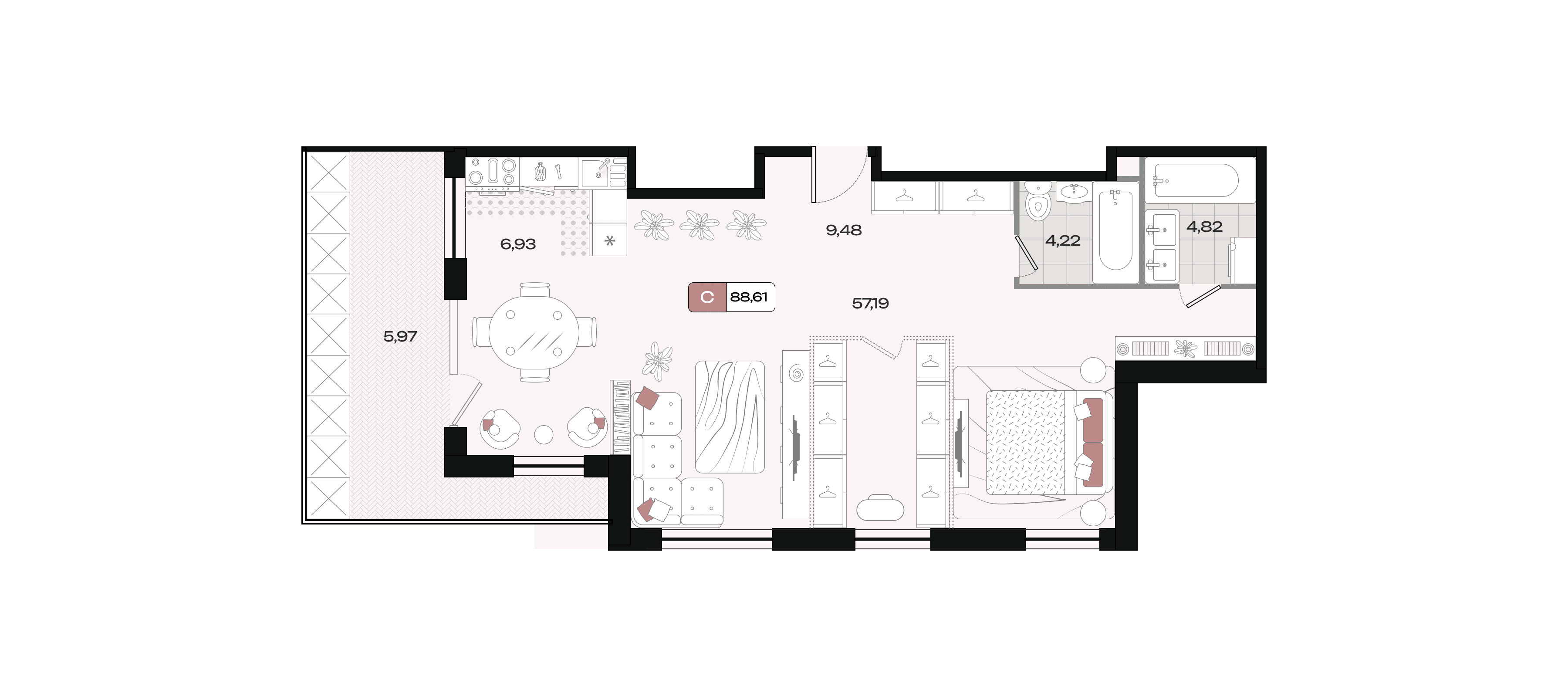 Планировка Студия 88,61 м²
