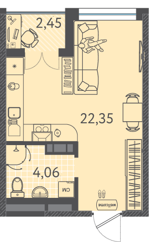 Планировка Студия 27,3 м²