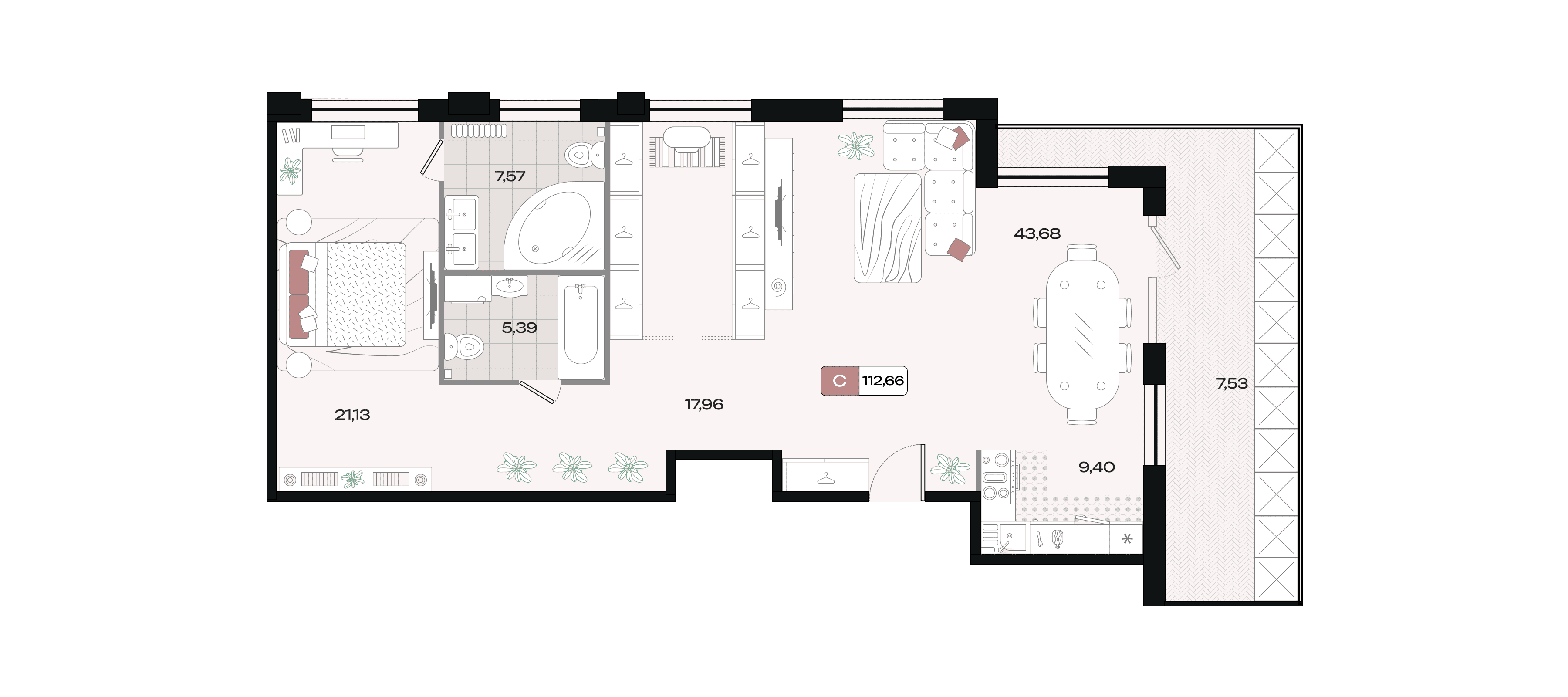 Планировка Студия 112,66 м²