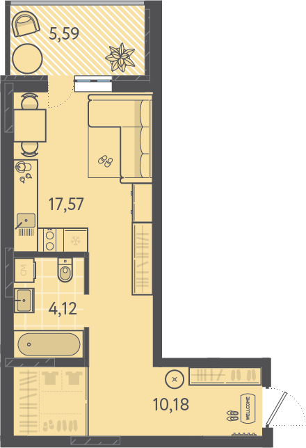 Планировка Студия 30,48 м²