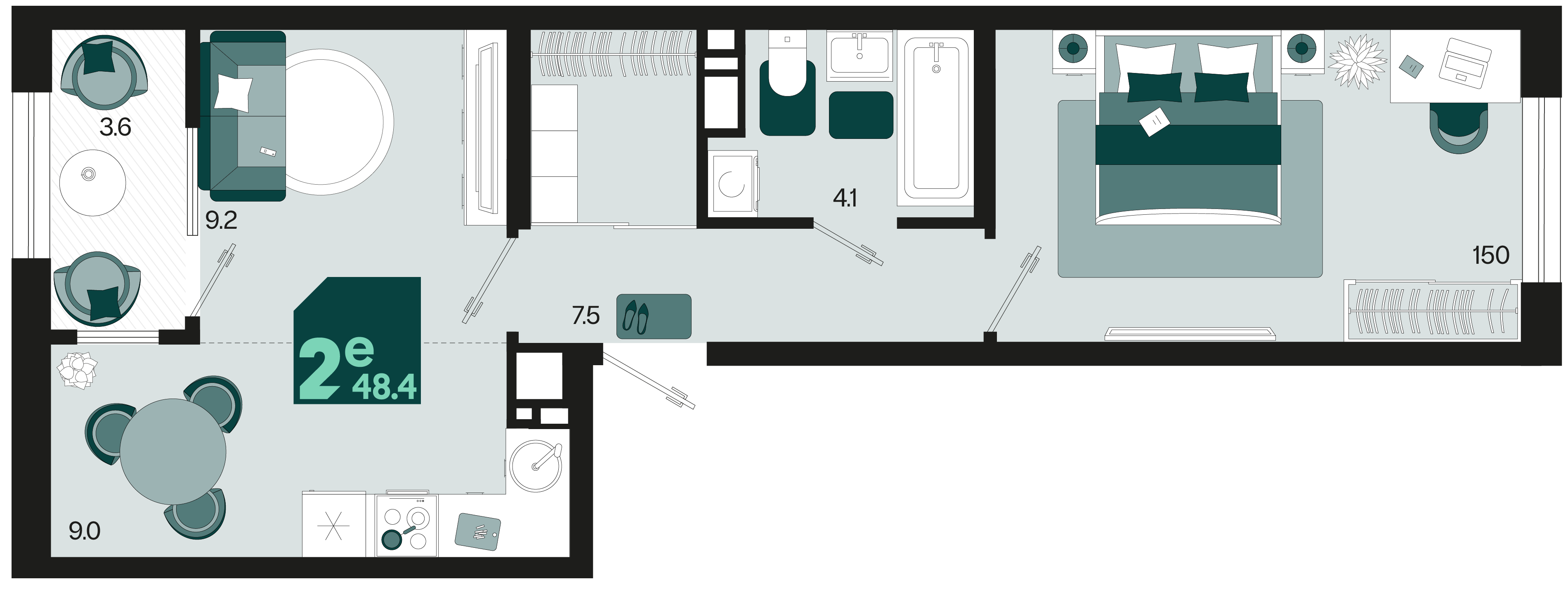 Планировка Студия 48,4 м²