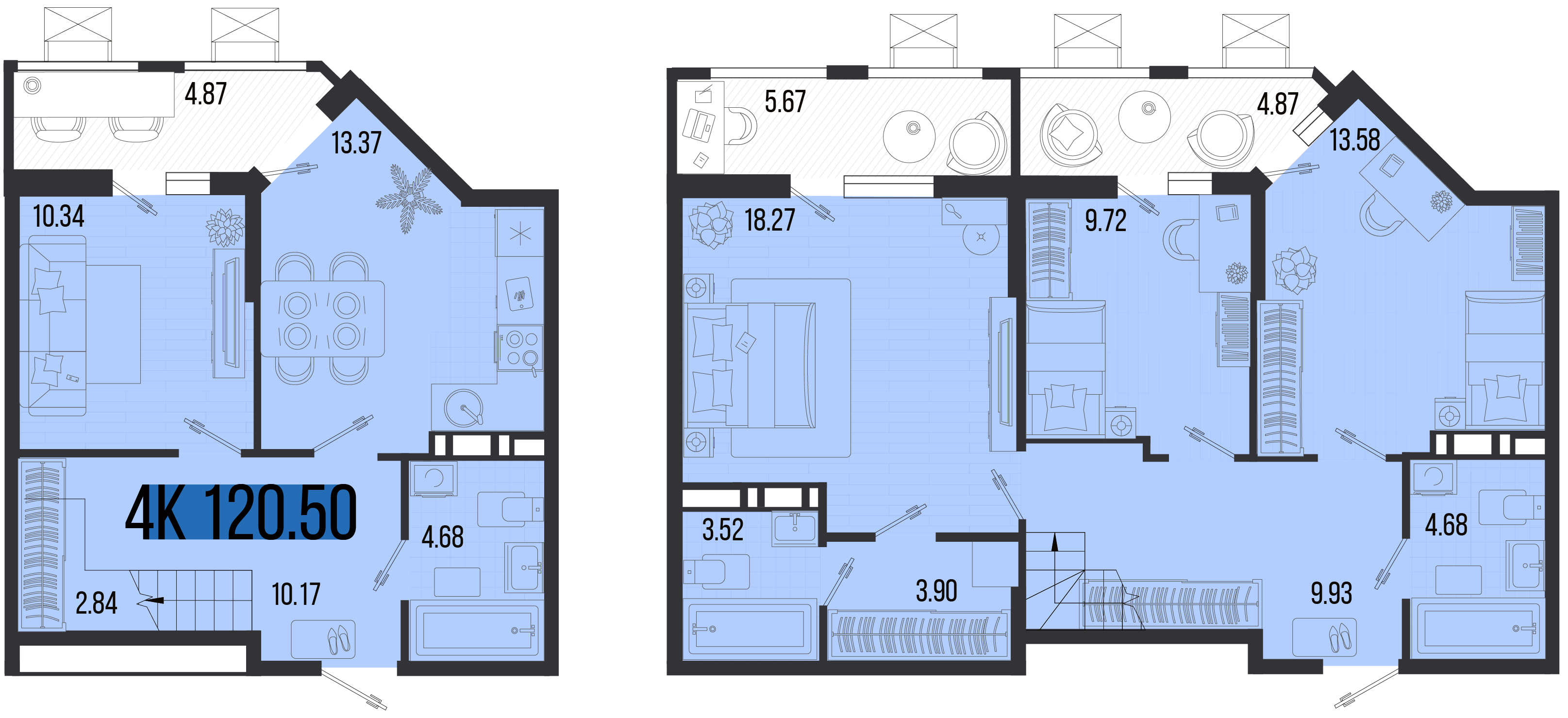 Планировка: 4-комн. квартира 112,7 м²