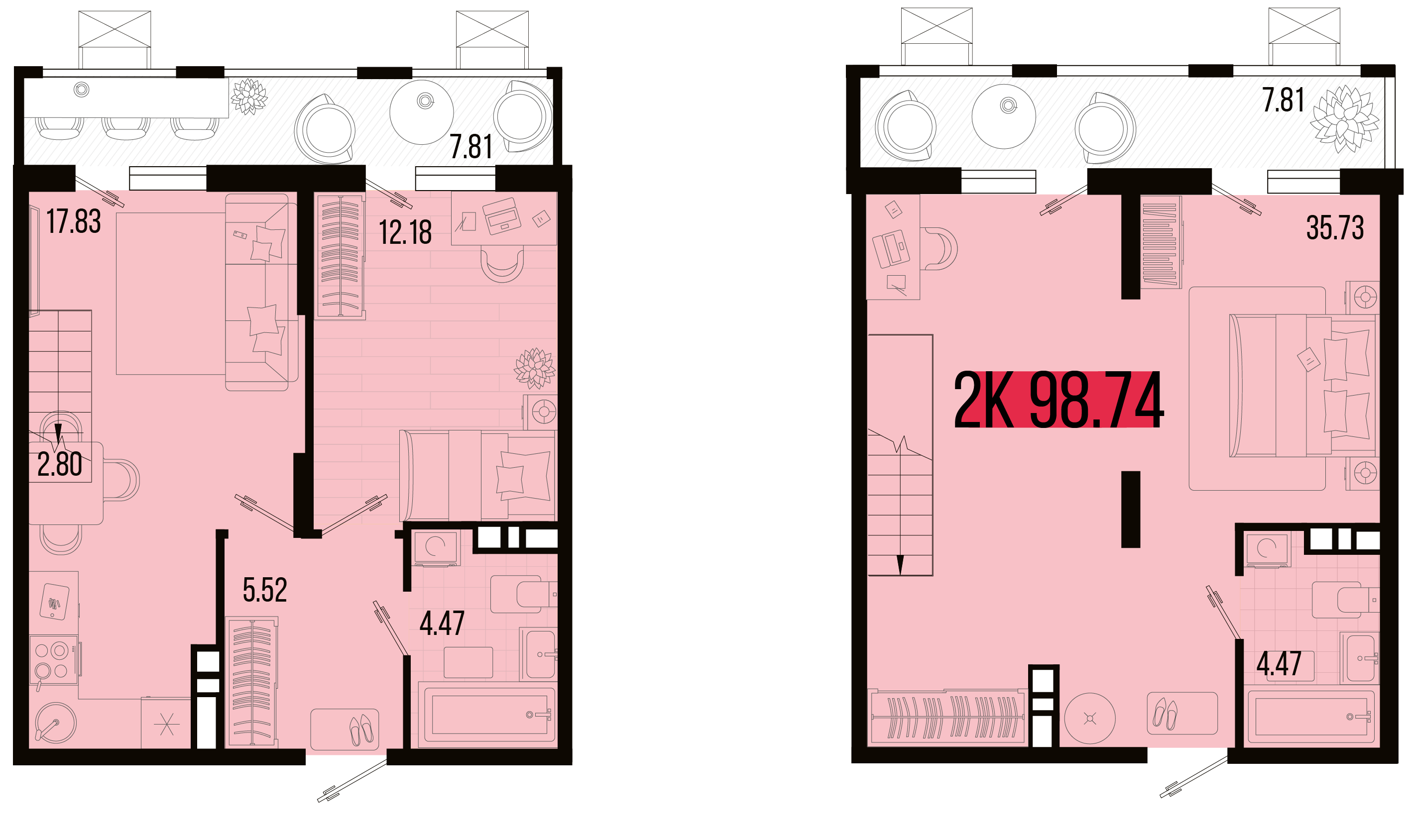 Планировка: 2-комн. квартира 90,9 м²