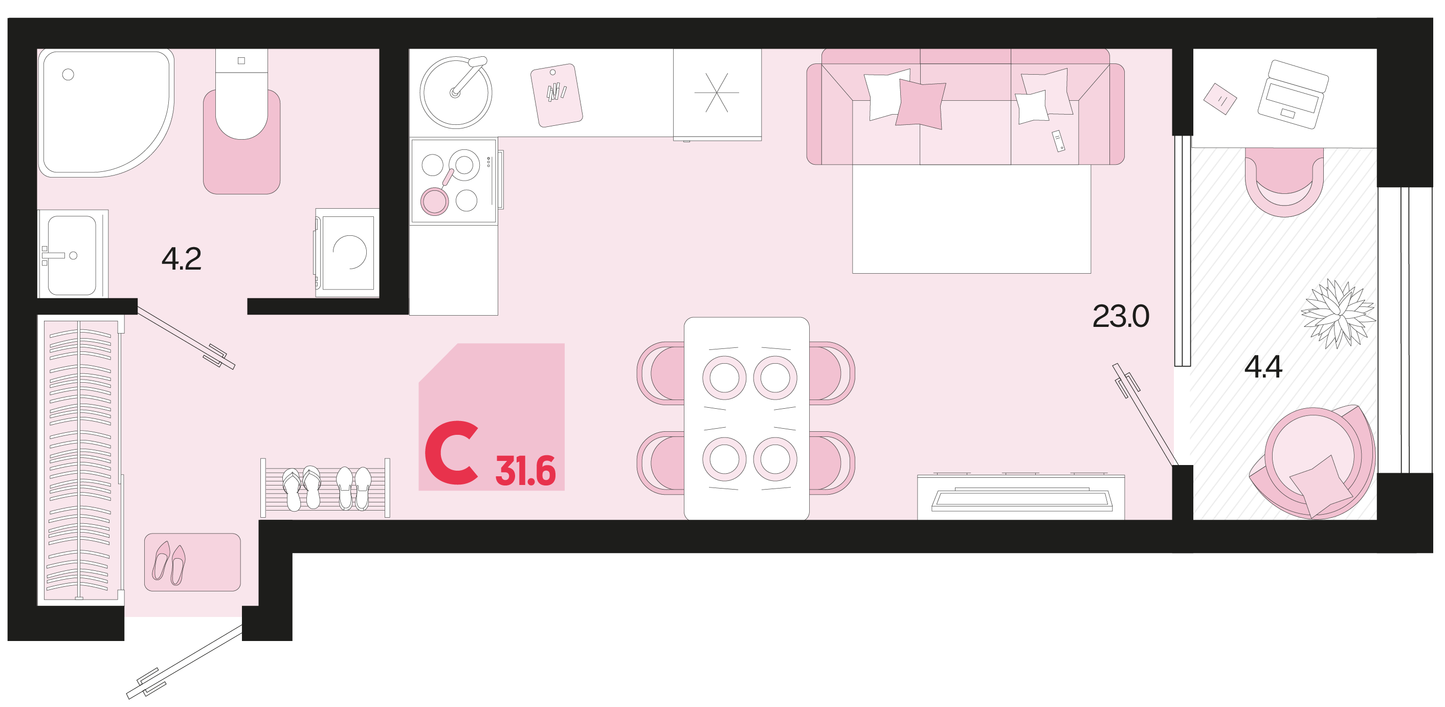 Планировка Студия 29,4 м²