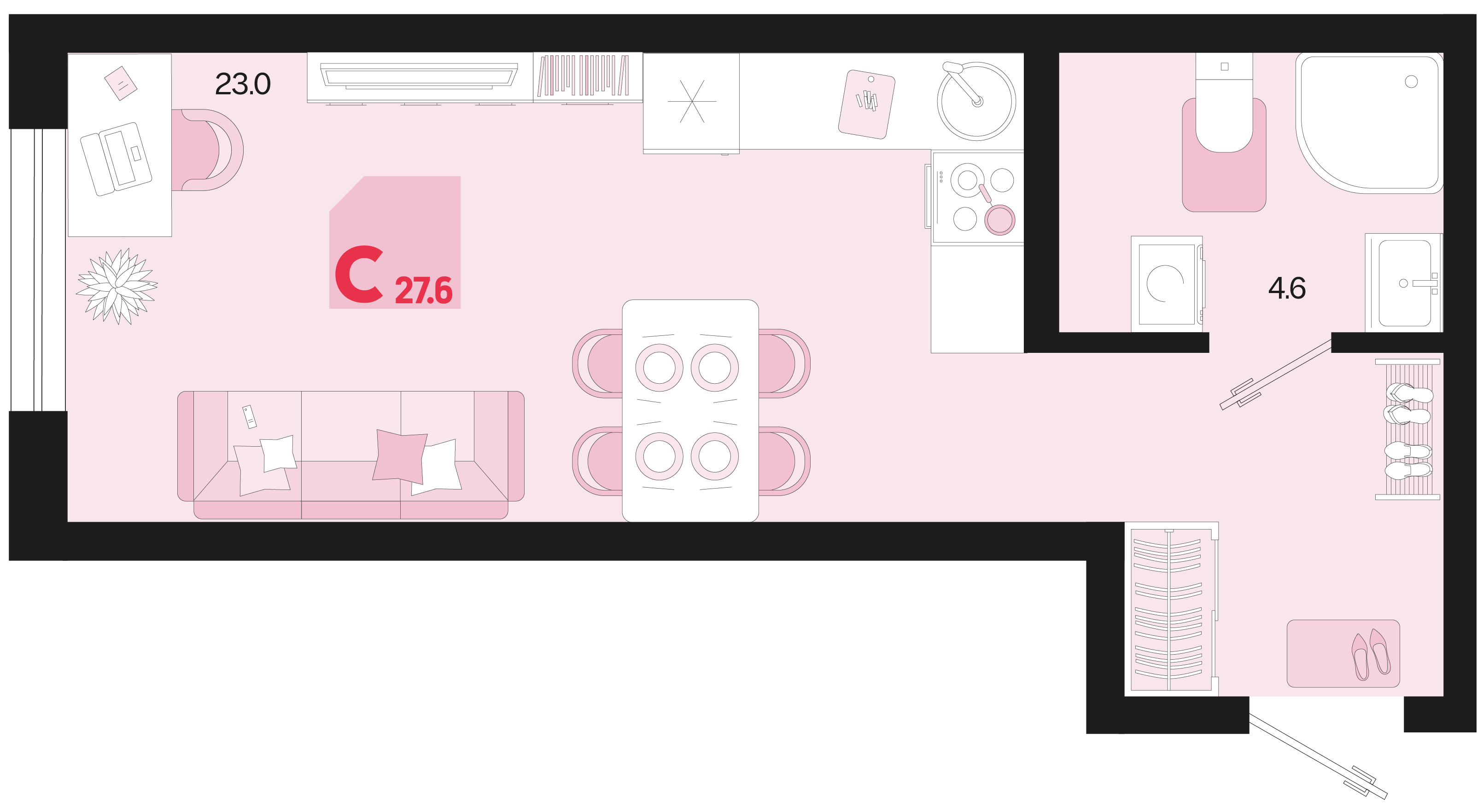 Планировка Студия 27,6 м²