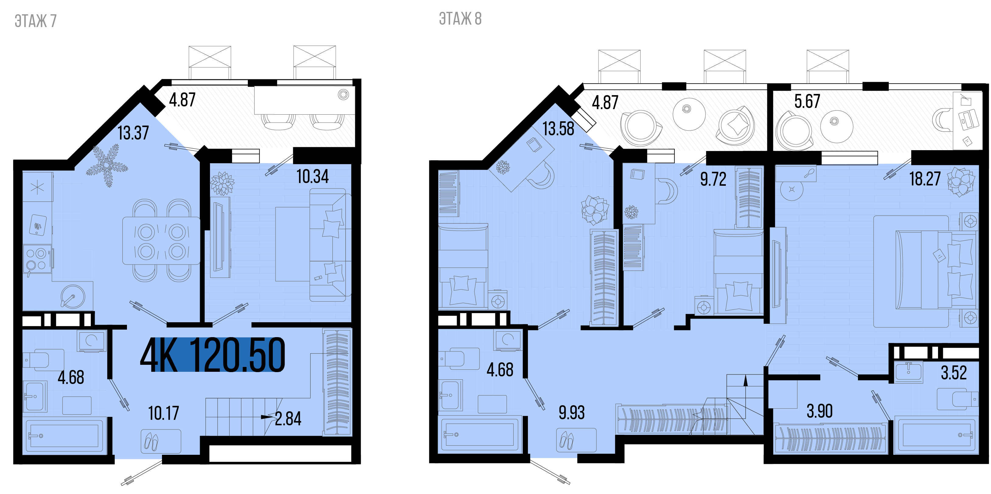 Планировка: 4-комн. квартира 114,4 м²