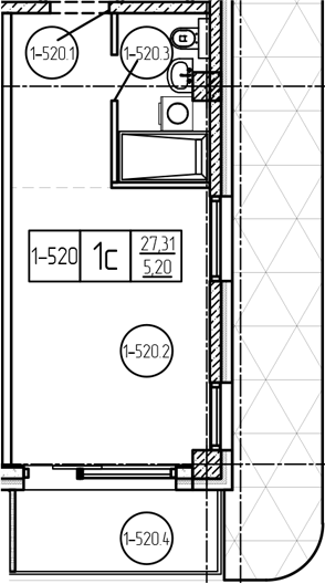 Планировка Студия 33,1 м²