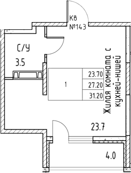 Планировка Студия 31,2 м²