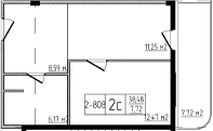 Планировка 2-комнатная 46,2 м²