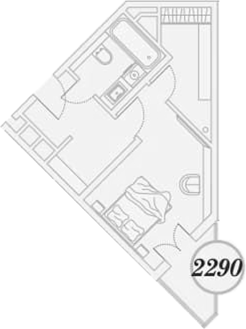 Планировка 1-комнатная 37 м²