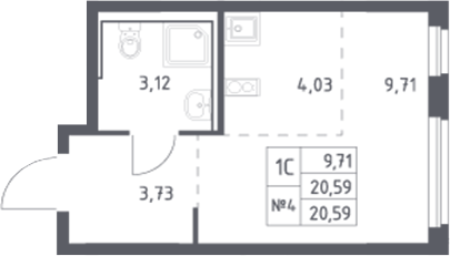 Планировка Студия 20,59 м²