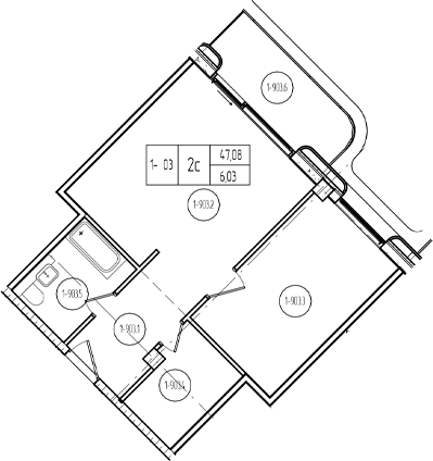 Планировка 2-комнатная 52,84 м²