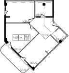 Планировка 3-комнатная 73,75 м²