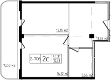 Планировка 2-комнатная 57,84 м²