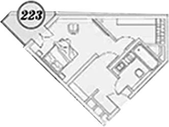Планировка 1-комнатная 34,8 м²