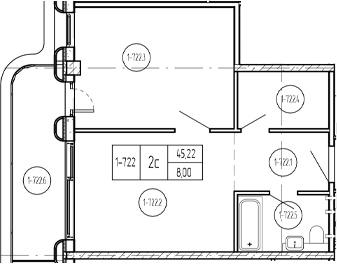 Планировка 2-комнатная 53,16 м²