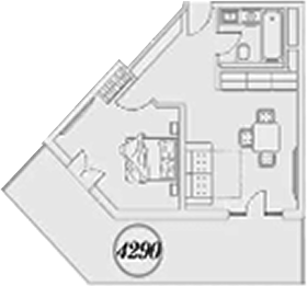 Планировка 2-комнатная 64 м²