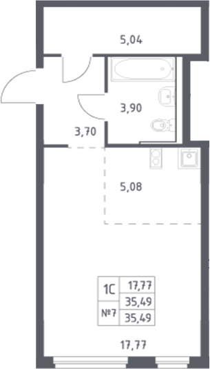 Планировка Студия 35,5 м²