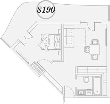 Планировка 1-комнатная 60,8 м²