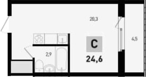 Планировка Студия 24,6 м²