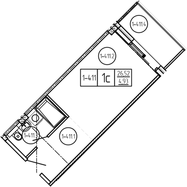 Планировка Студия 26,52 м²