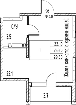 Планировка Студия 29,3 м²