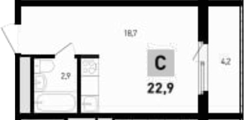 Планировка Студия 22,9 м²