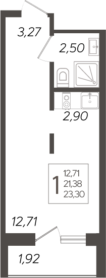 Планировка Студия 23,3 м²