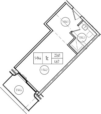 Планировка Студия 25,01 м²