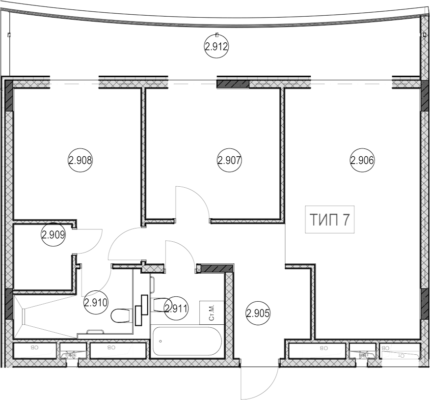 Планировка Студия 37,4 м²